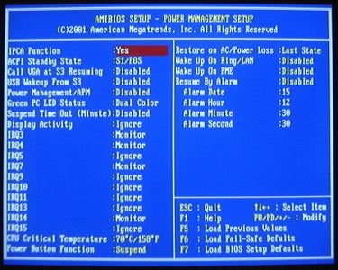 Editing the Bios to Get It to Reboot on Power Fail.
