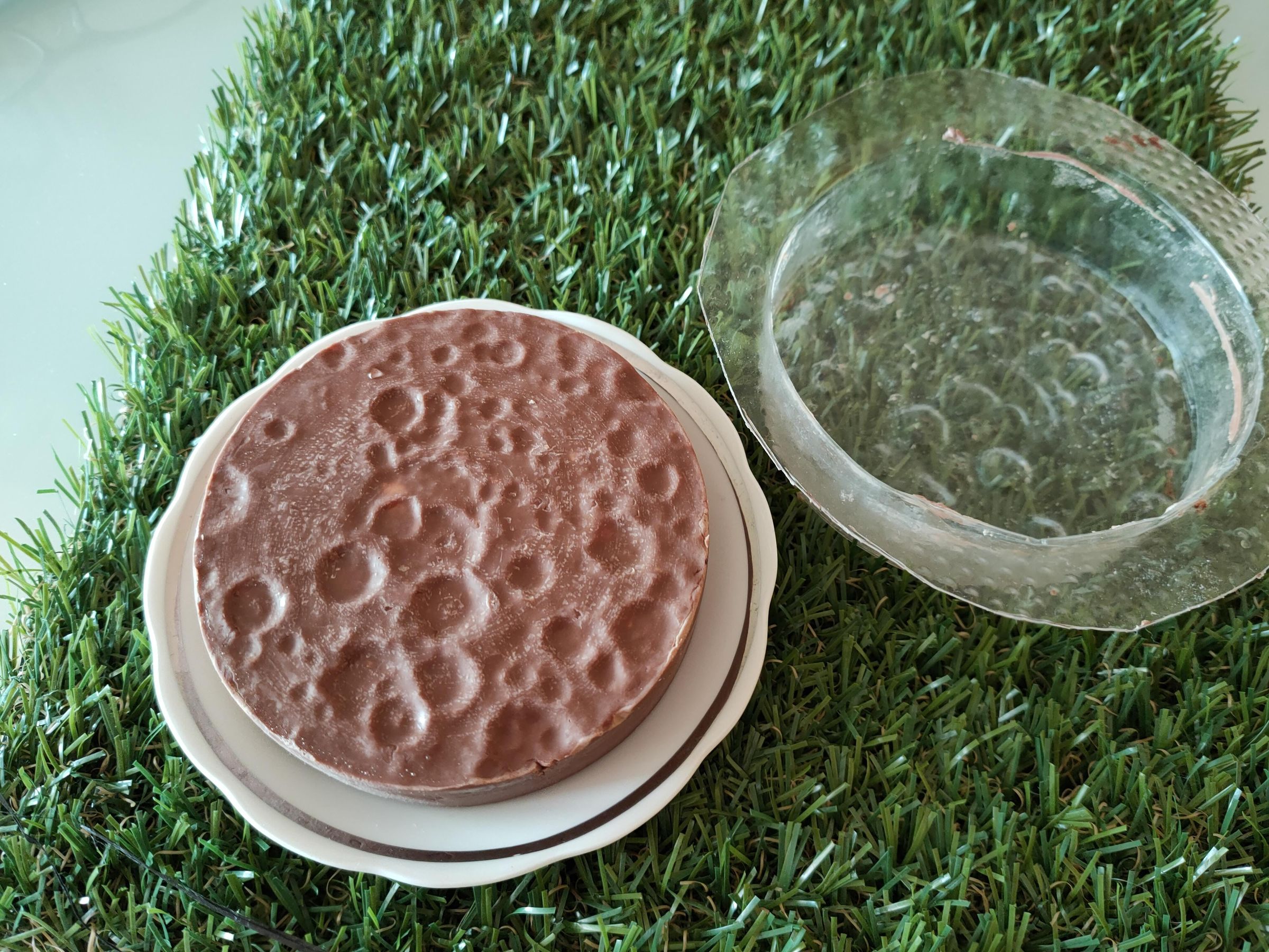 Moon Shaped Chocolate With Hazelnuts, Based on Real 3D Data of the Moon