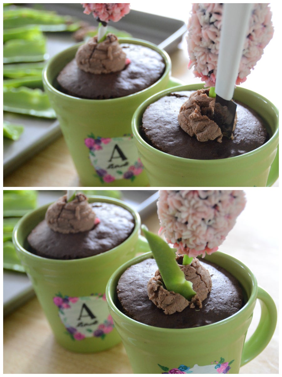 White Chocolate Into Green Leaves