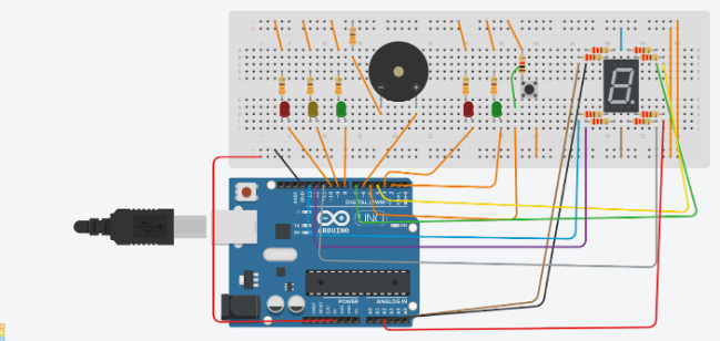Traffic Lights With Working Pedestrian Button With a 7 Segment Timer ...