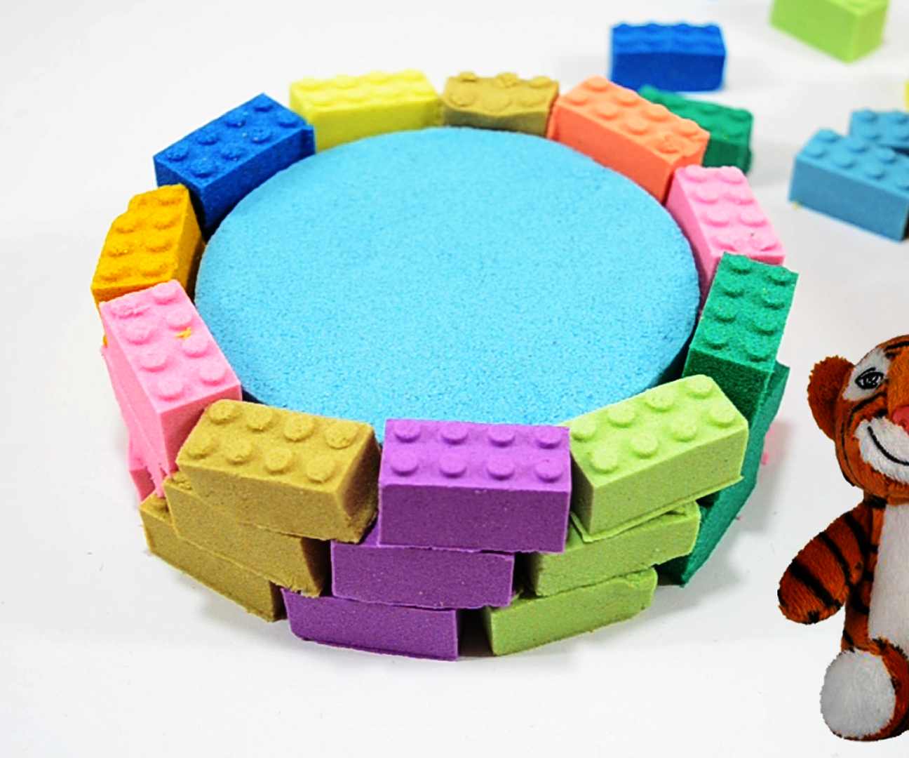 Learn Colors Kinetic Sand Rainbow Lego Pool With Minion Toy for Kids | DIY