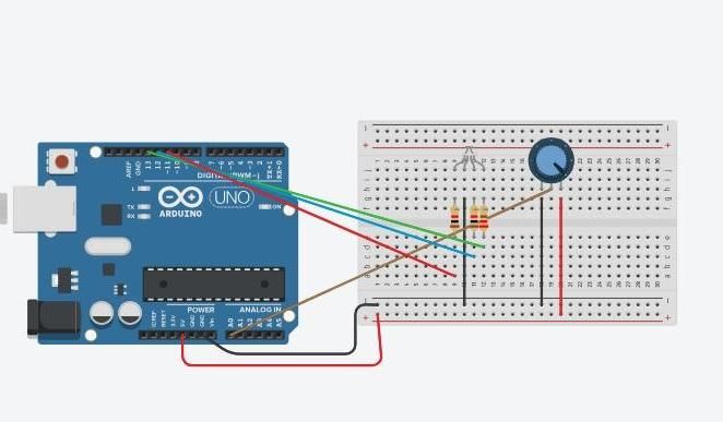 Sistema De Control De LED RGB Con Arduino Y Potenciómetro