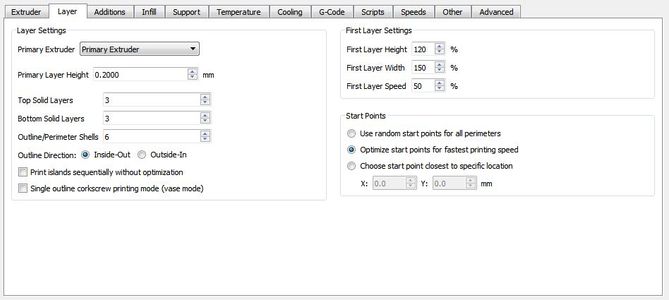 Simplify3D Settings