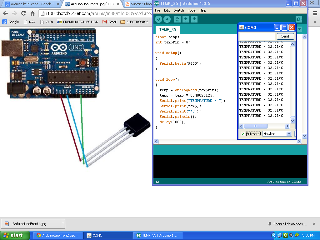 ARDUINO TEMPERATURE SENSOR LM35