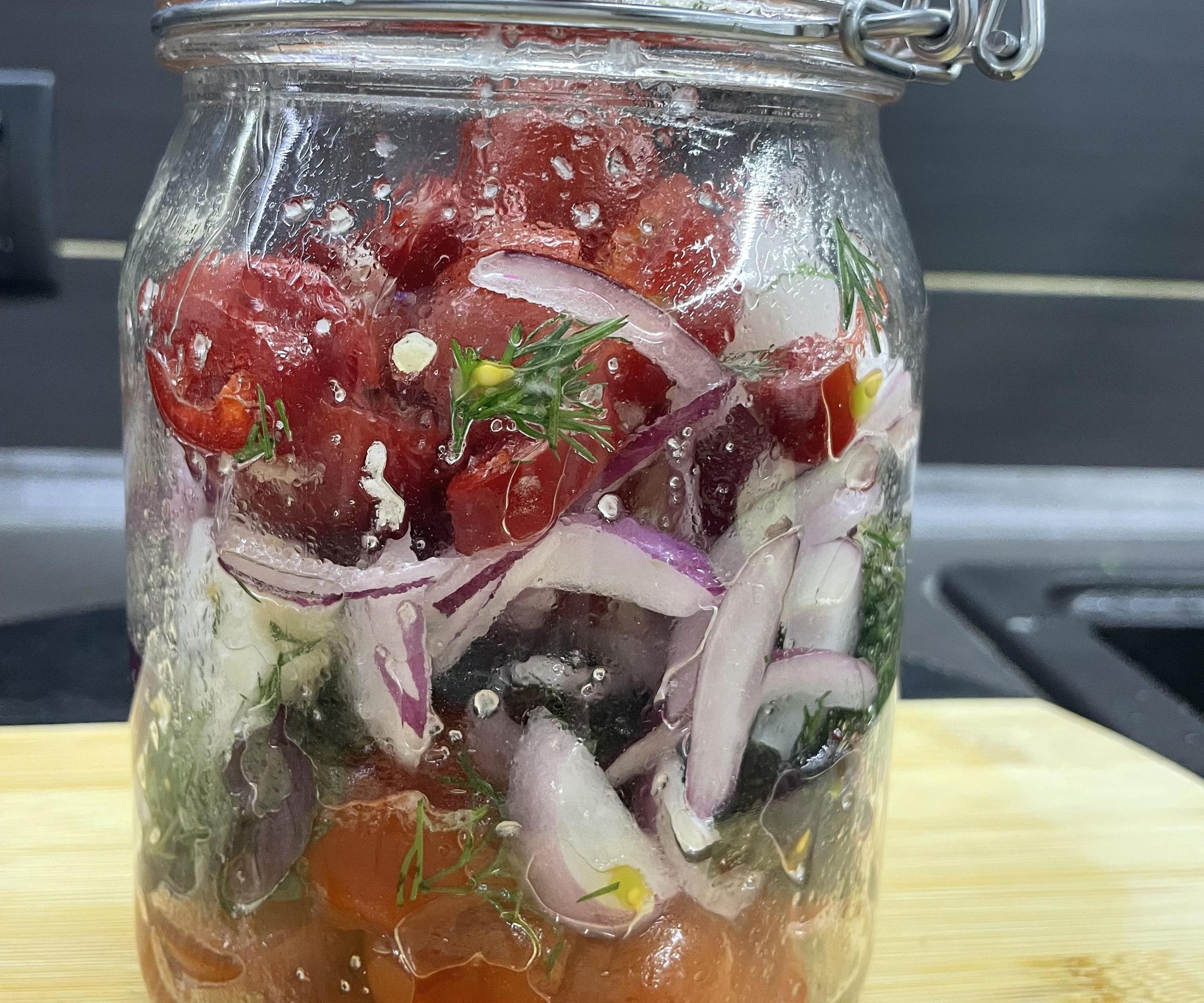 Pickled Cherry Tomatoes With Chili and Basil