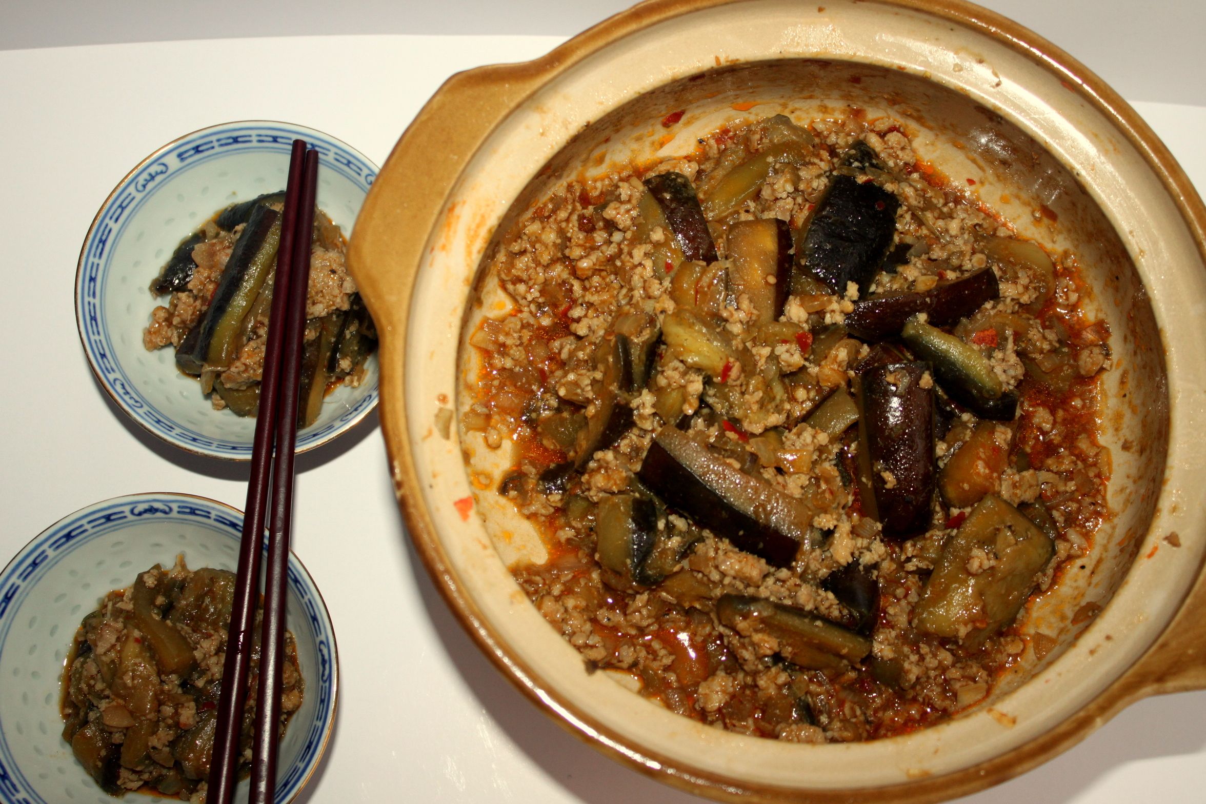 Spicy Eggplants With Pork ~ Chinese Clay Pot Dish
