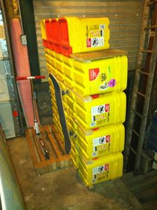 Repurposed Kitty Litter Bucket Storage Rack