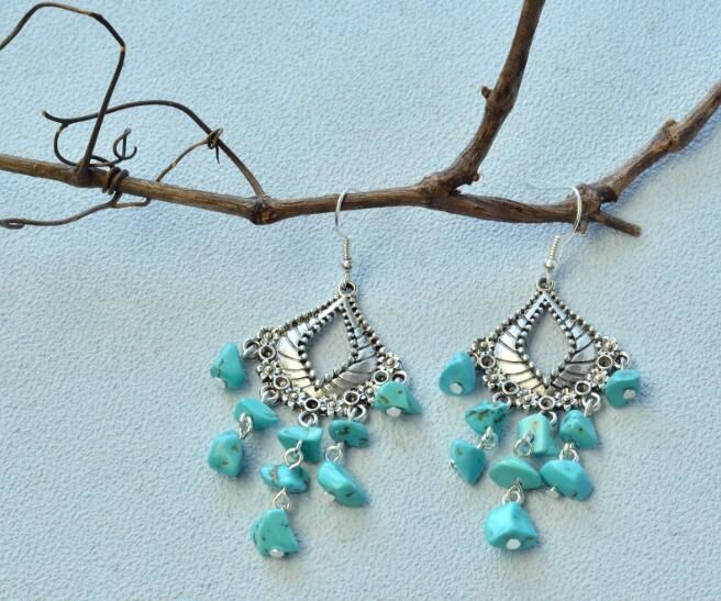 Tibetan Style Chips Stone Earrings