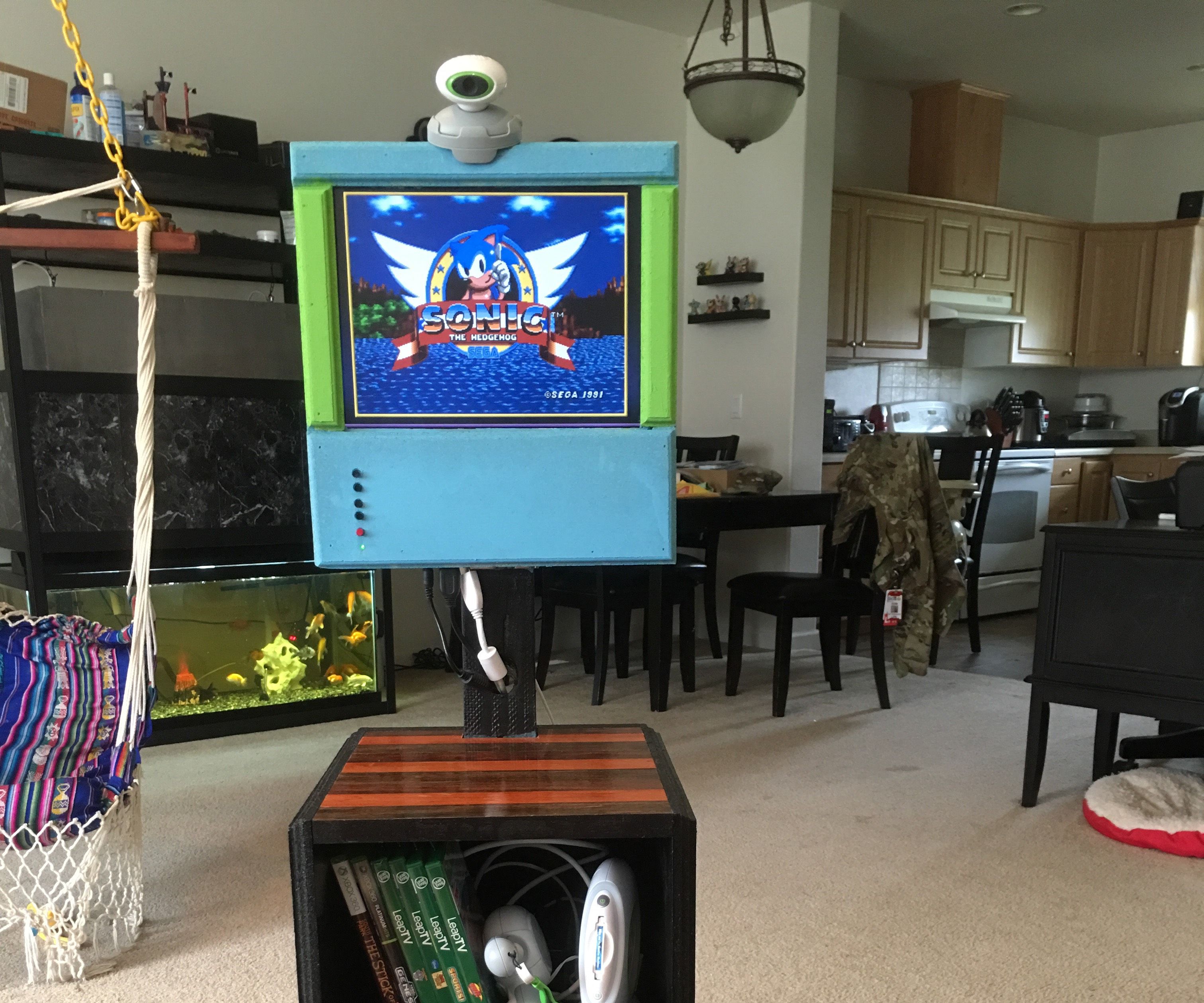 Gaming Station From Recycled Laptop Screen and Old Wood