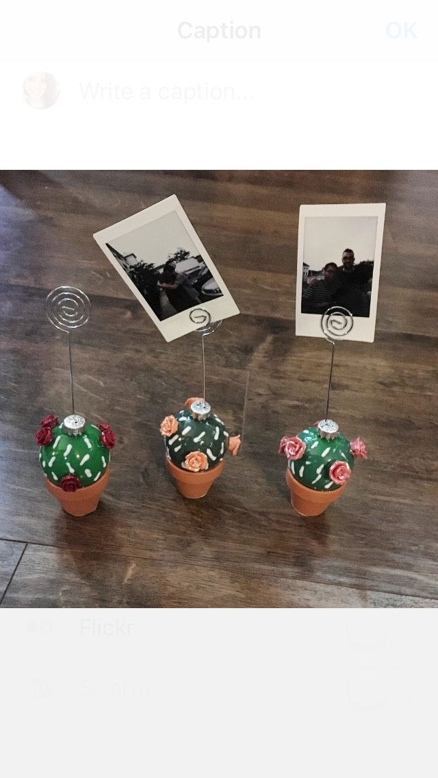 Cacti Photo Holders/Wall Hanging (using Christmas Ornaments)