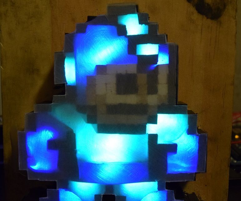 Light-Up Rainbow Wooden Mega Man
