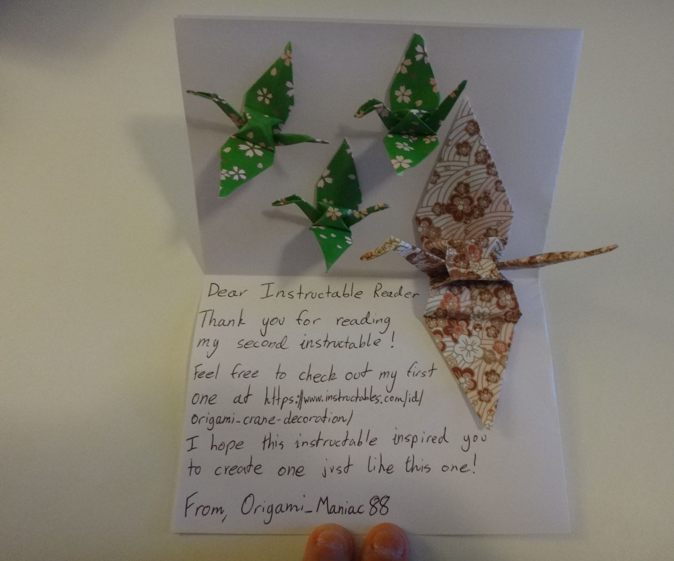 Paper Origami Crane Card