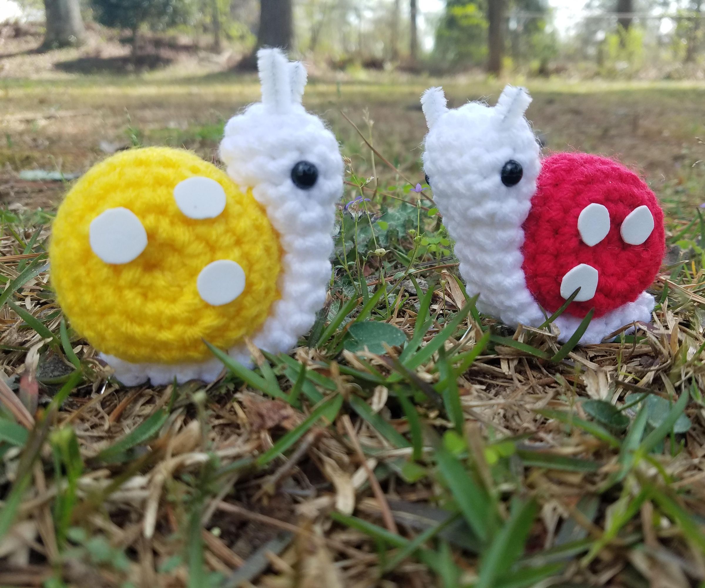Crochet Lemon and Strawberry Snails