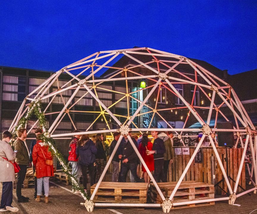 Geodesic Dome With Cardboard Tubes and Laser Cut Connectors