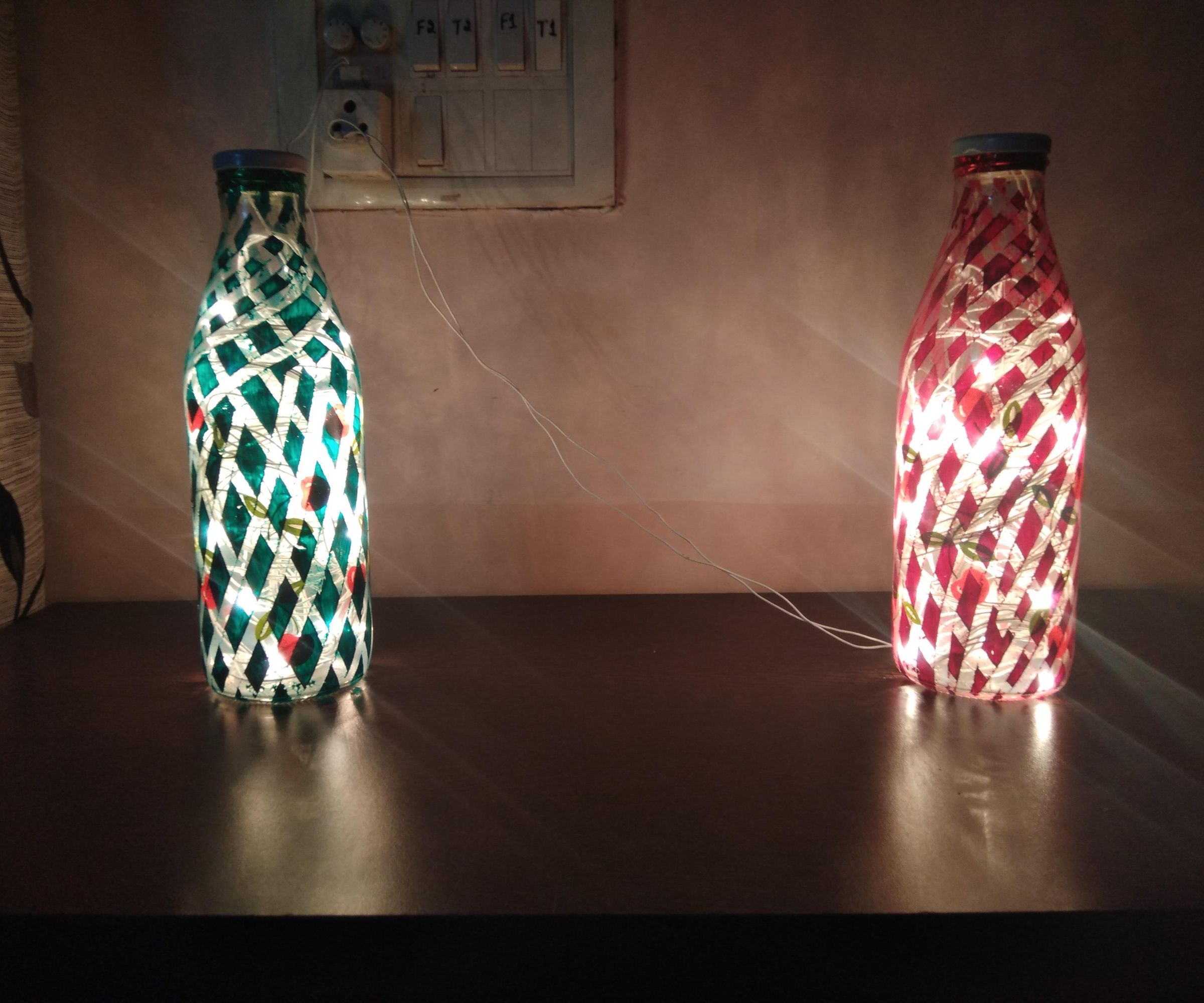 Milk Bottle Lamp Using Tape