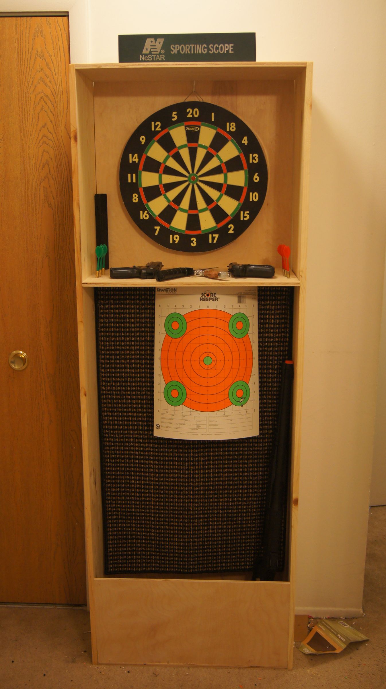 Combination Dartboard Stand and Airsoft Gun Range