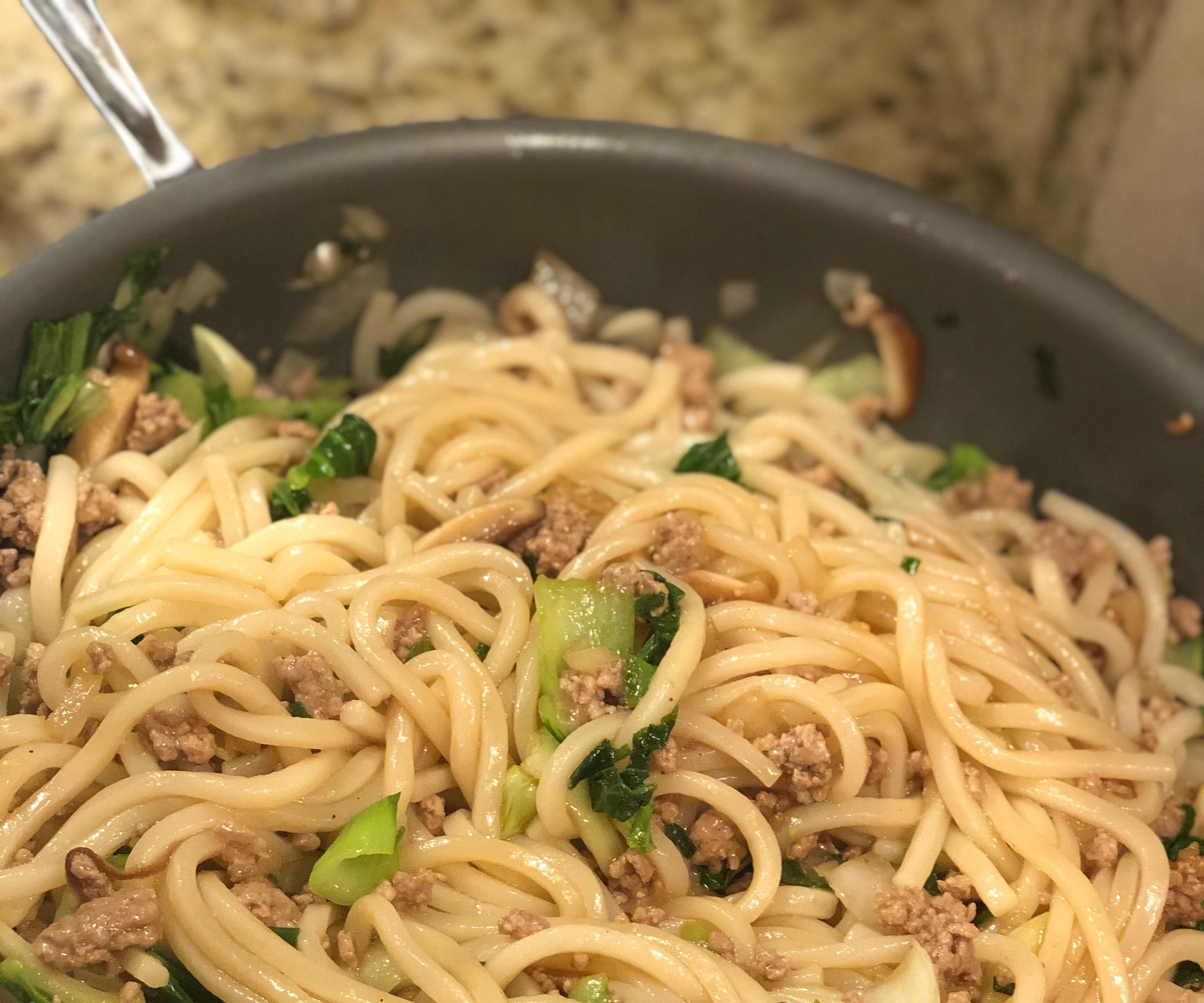 Udon Noodles With Ground Pork