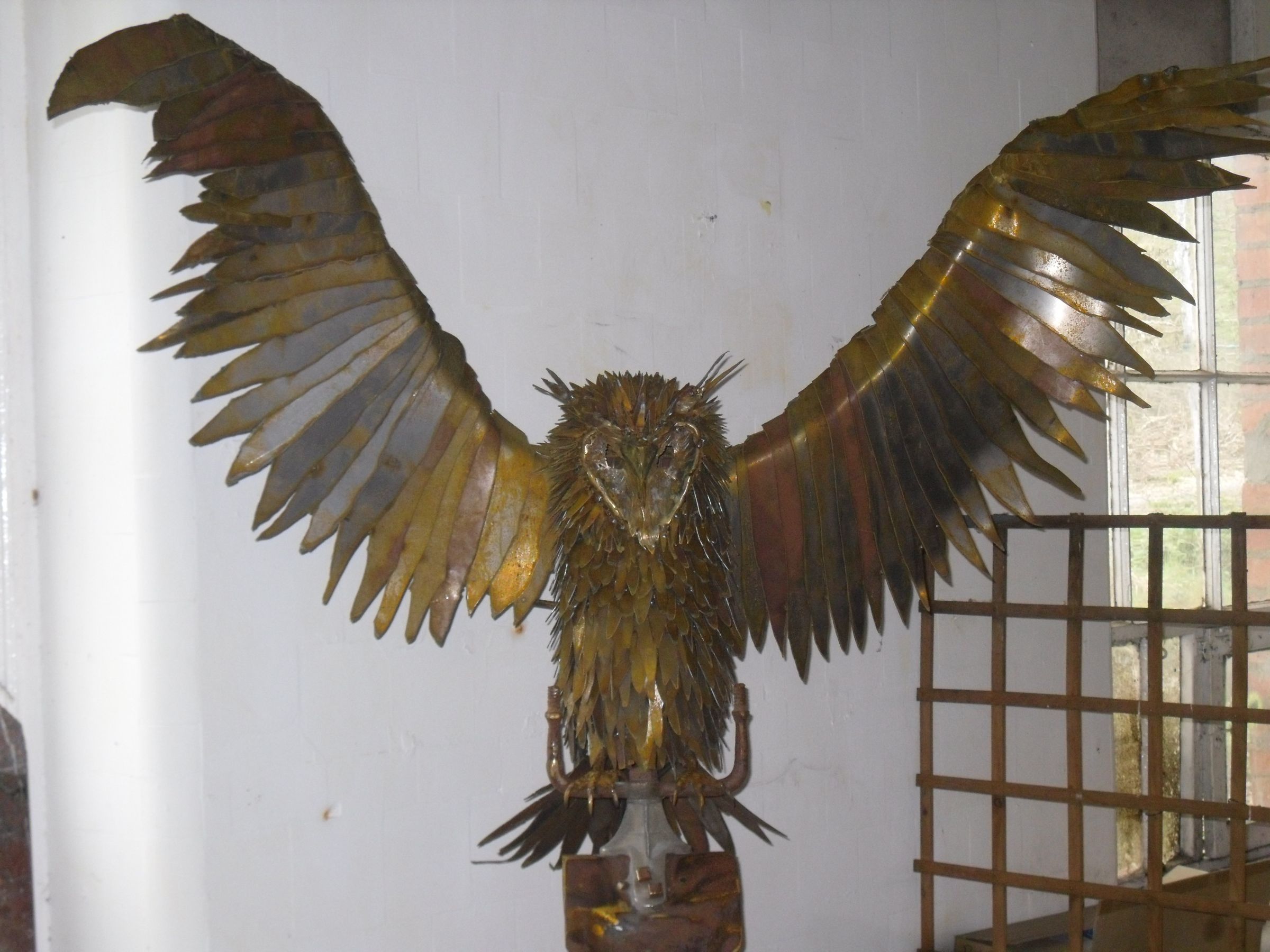 MY EAGLE OWL STEEL ART SCULPTURE