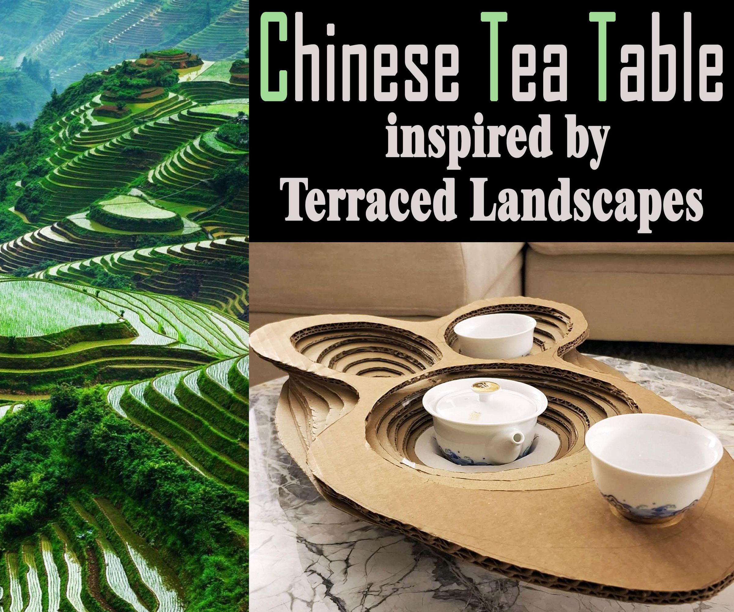 Chinese Tea Table Inspired by Terraced Landscapes
