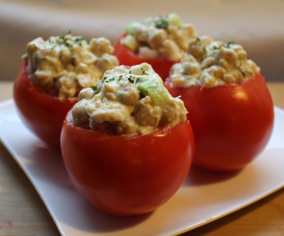 Salmon and Chickpea Stuffed Tomatoes