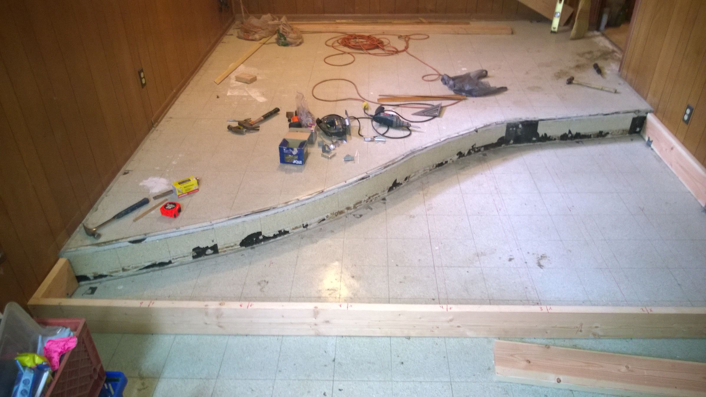 Squaring Off an Old Patio for Laminate Flooring 6 Steps (with