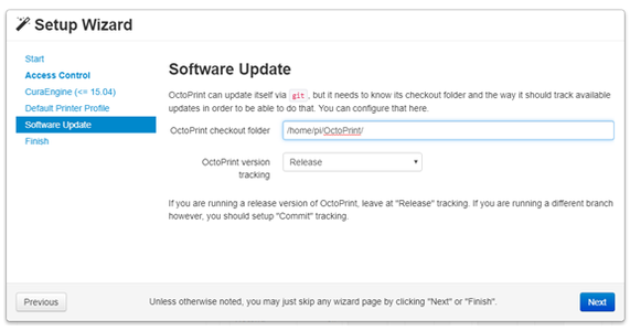 First Access to Octoprint Server