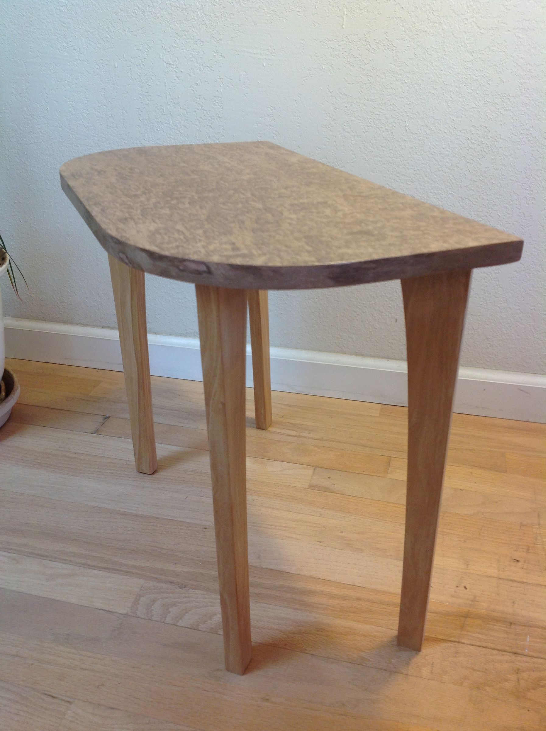 Burl Veneer End Table Made With CNC Router and Vacuum Bag System