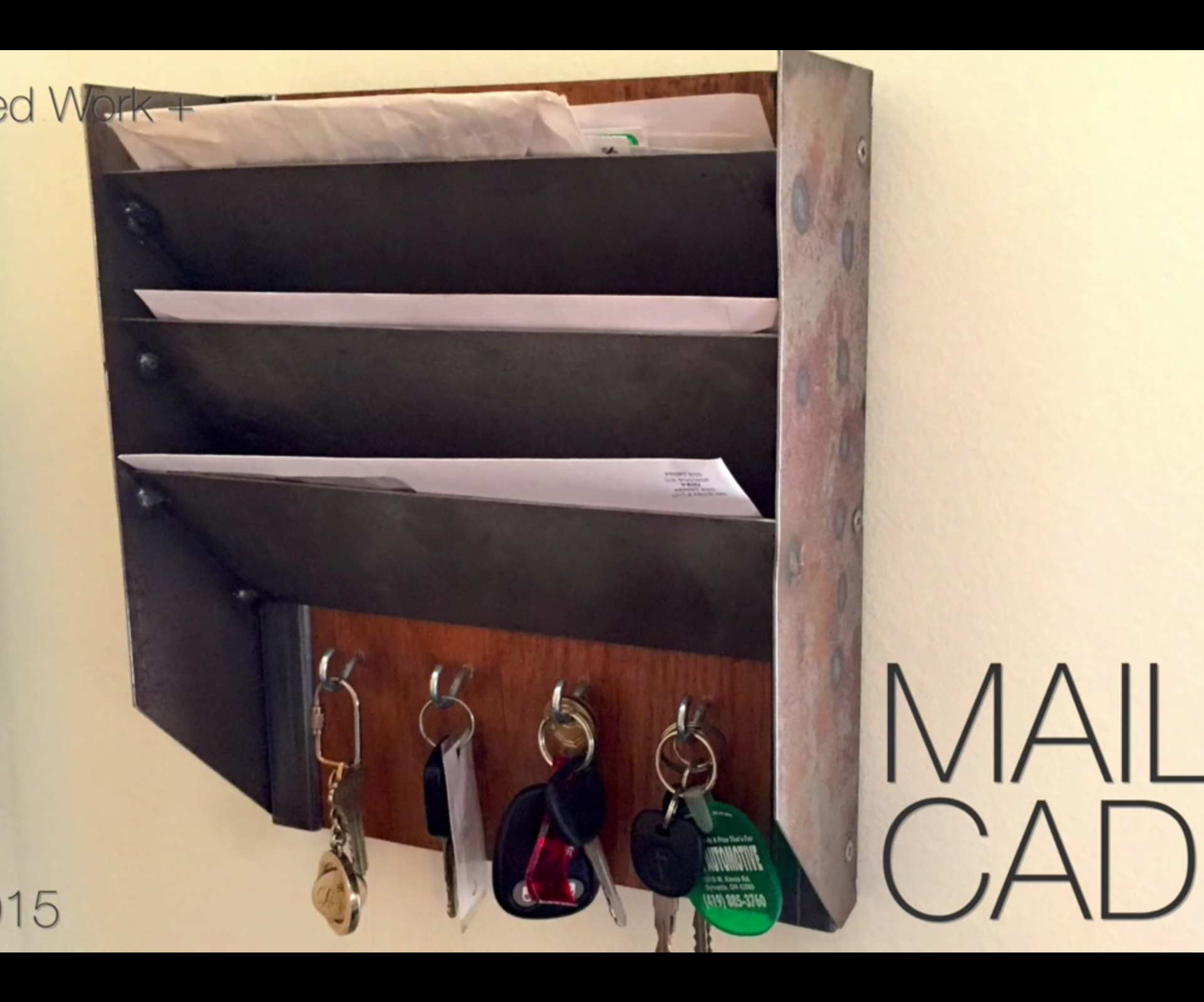 Steel & Wood Mail & Key Organizer 