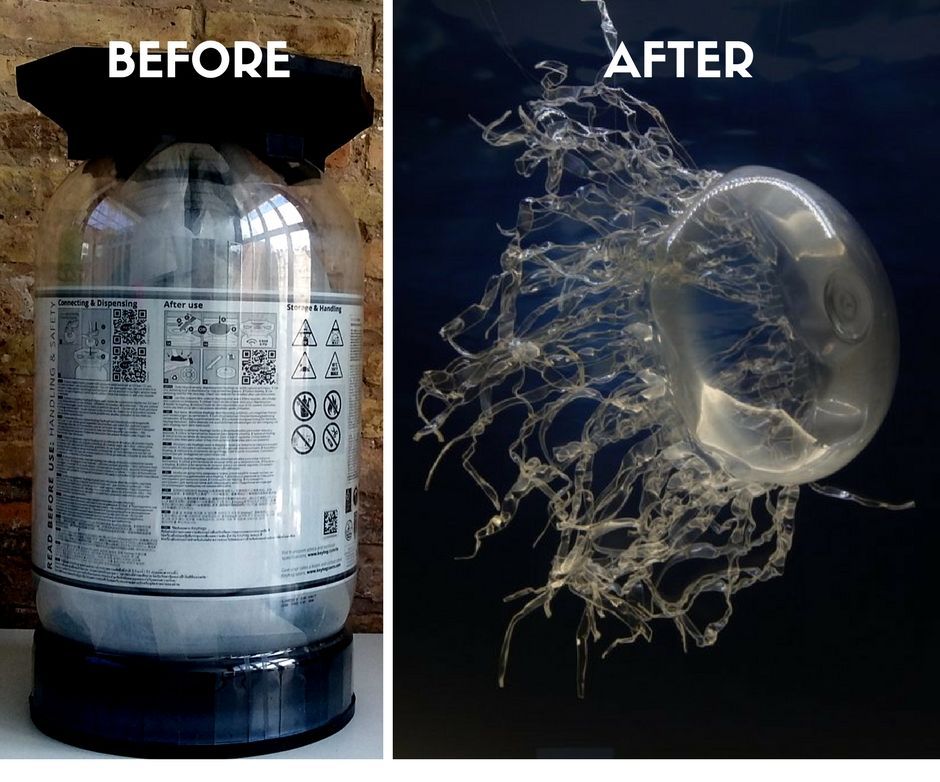 A Jellyfish Made Out Of  A Recycled Plastic Keg