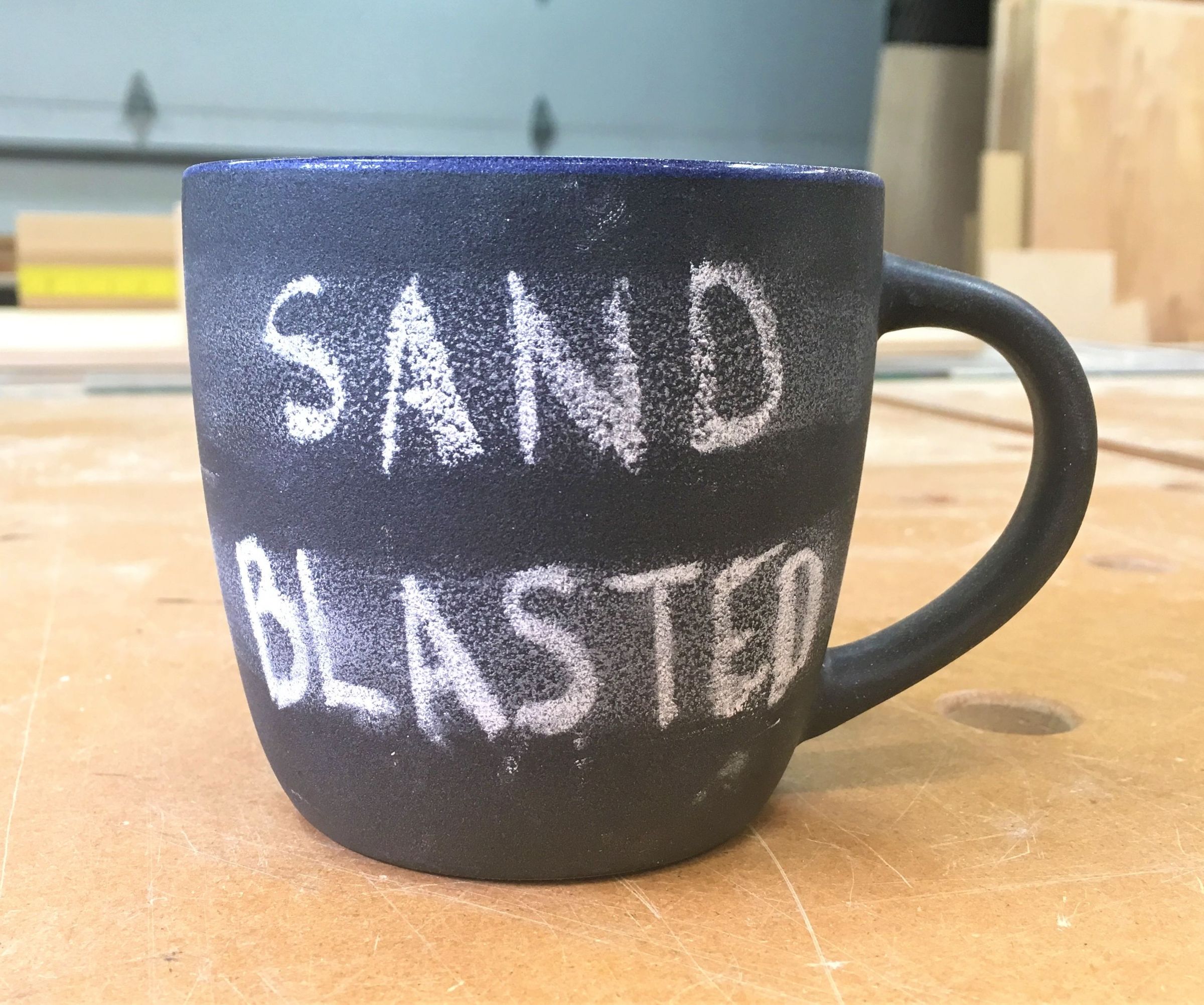 Sandblasting Coffee Mugs Into Chalkboards