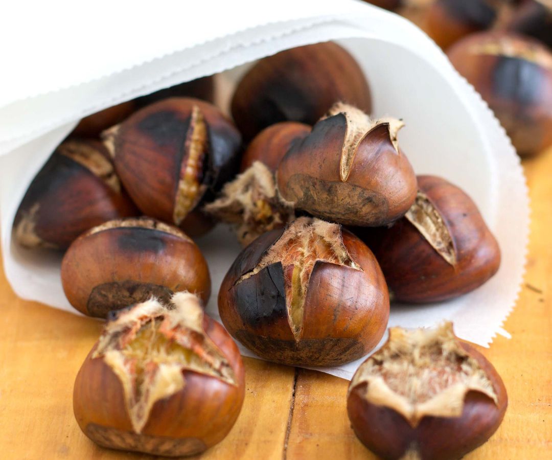 Roasted Chestnuts With Blue Cheese Dip