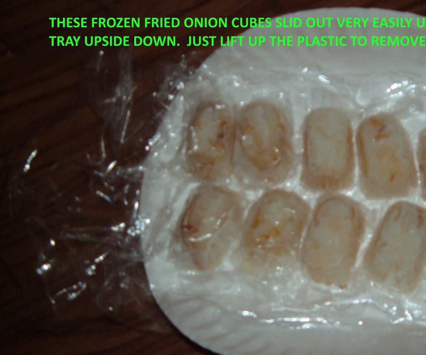 Frozen Fried-Onion Cubes Encased in Liner