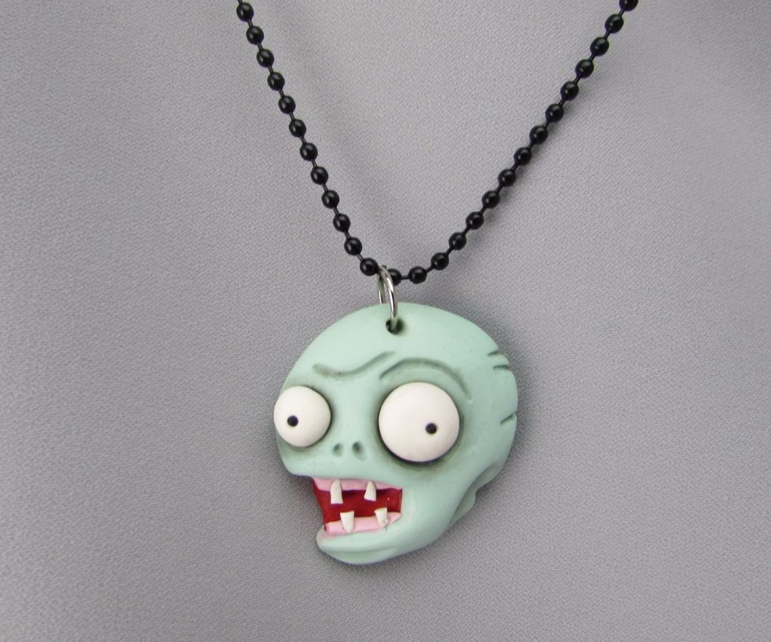Zombie Polymer Clay Necklace