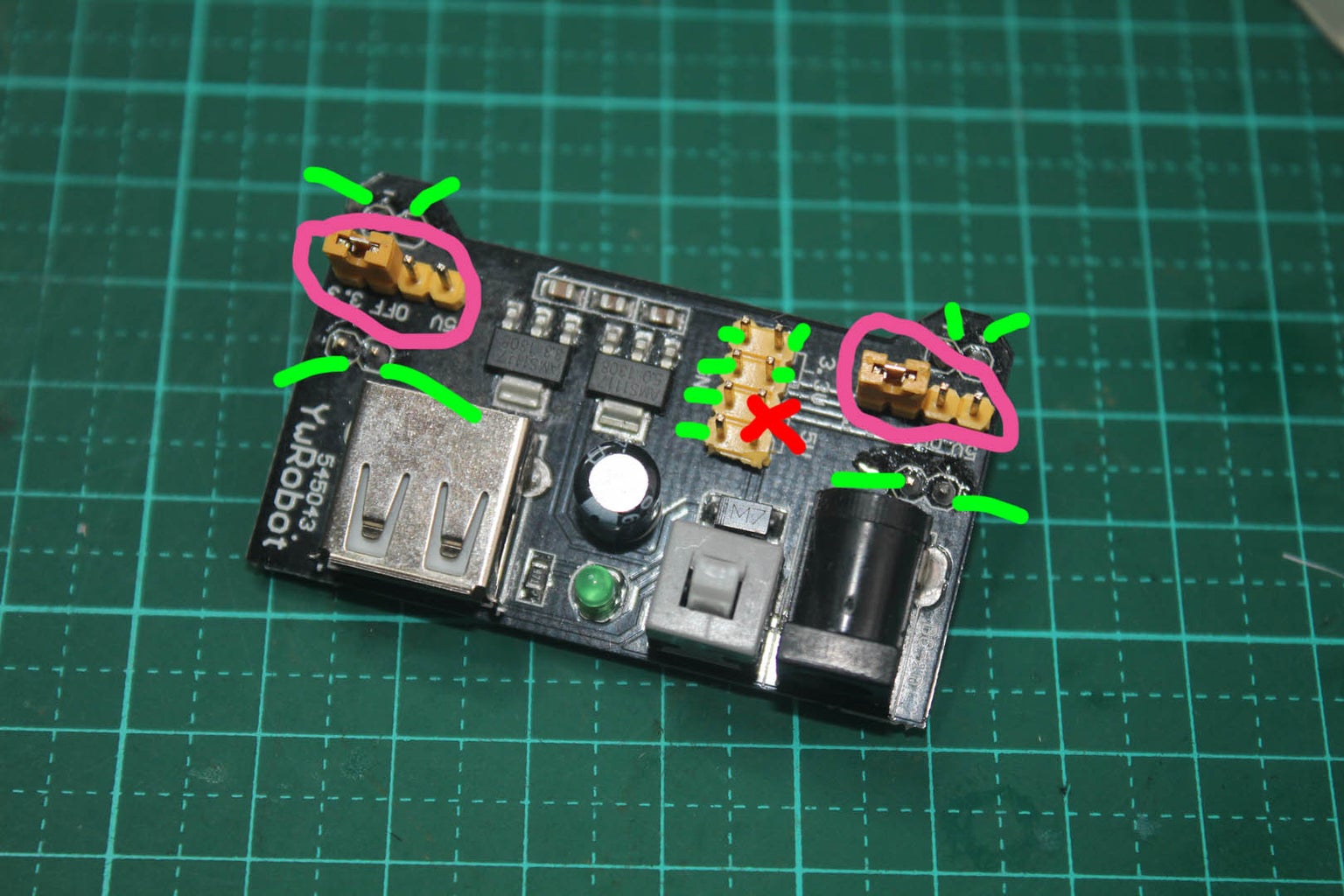 Mount the Power Supply on the Breadboard