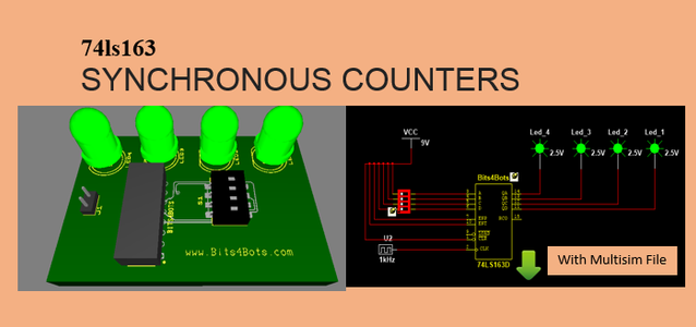 3D 4-bit Synchronous Counter - Multisim