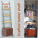 Scaffolding Ladder Bookshelf With Tambour Door Cupboard Designed in Fusion 360
