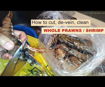 How to Clean WHOLE PRAWNS / SHRIMP - ( Cut, Shell, De-vein & Clean )