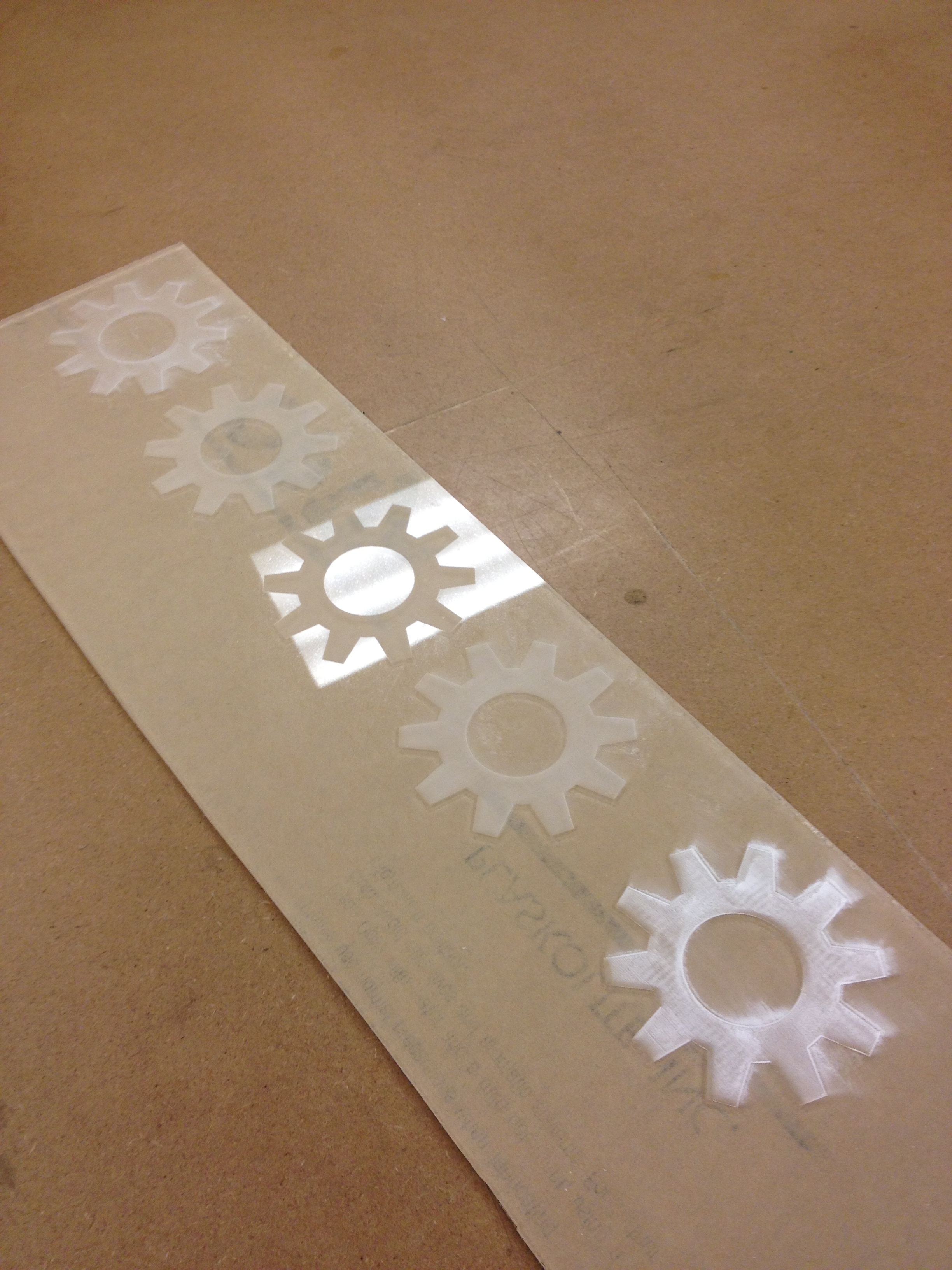 Laser Etched Gears at differnt depths...techshop