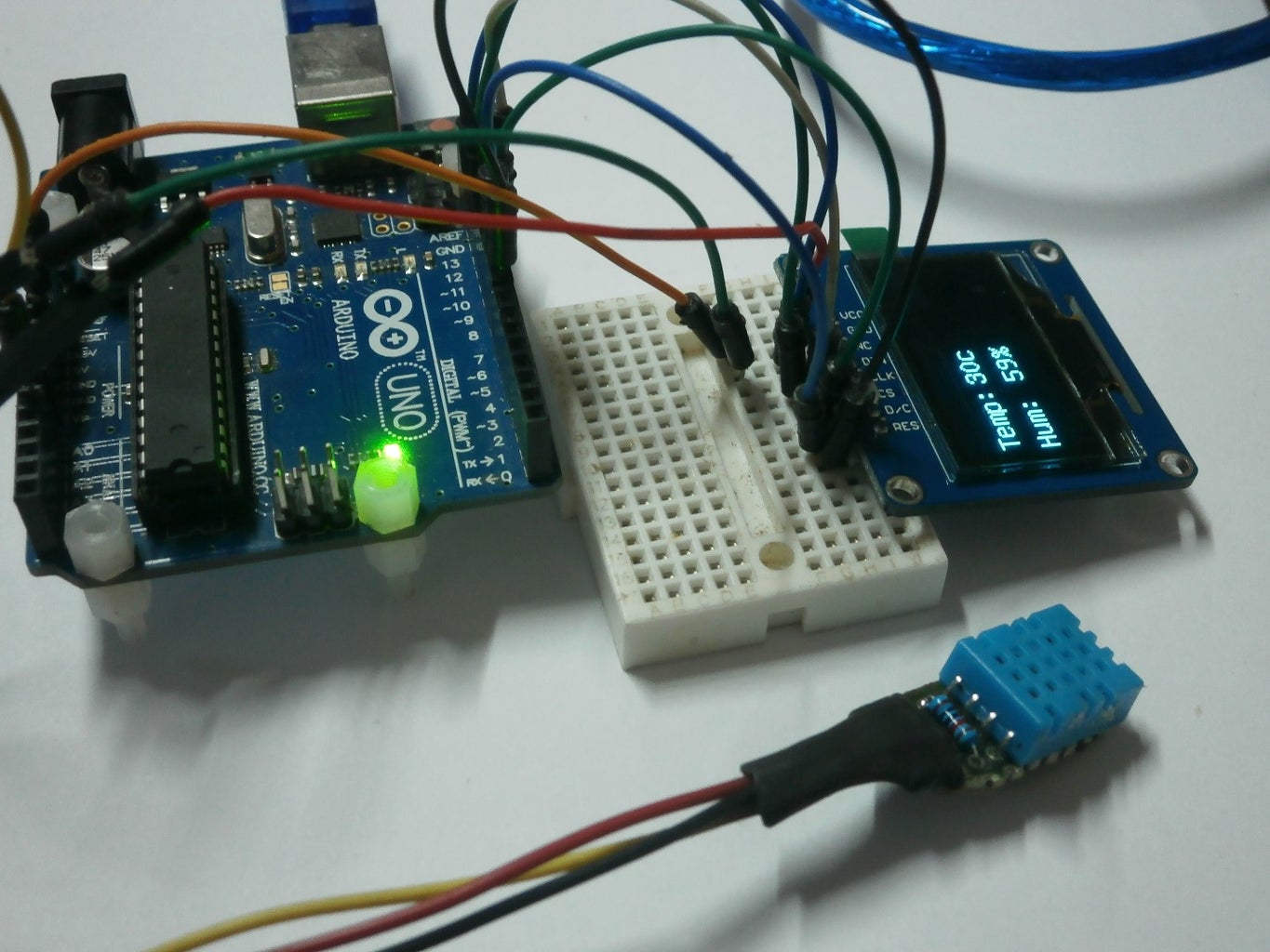 Arduino OLED Thermometer and Hygrometer With DHT11 for Beginners : 6 ...