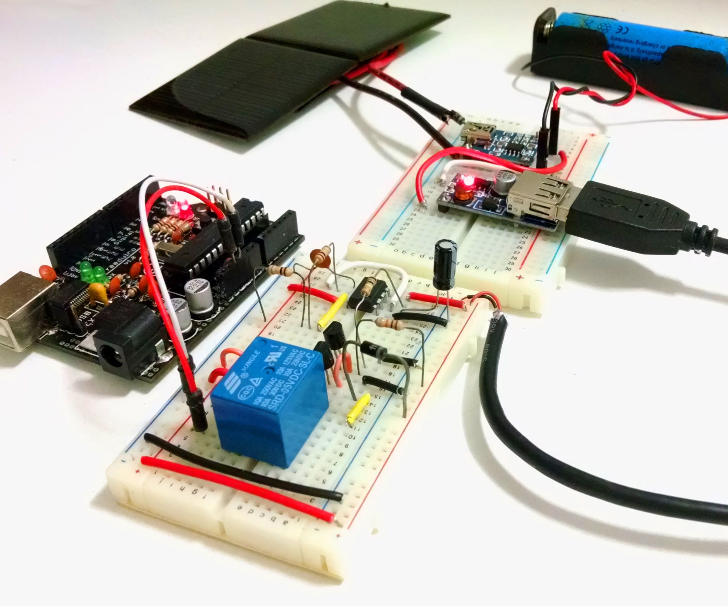Solar Charged Battery Powered Arduino Uno