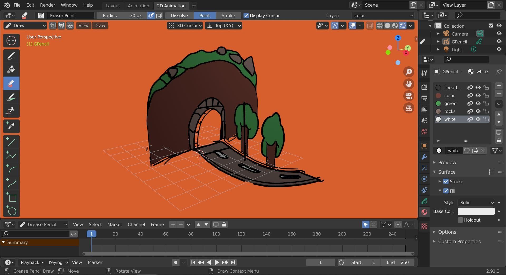 Introduction to Grease Pencil Tool in Blender Into a 3D Space. 12