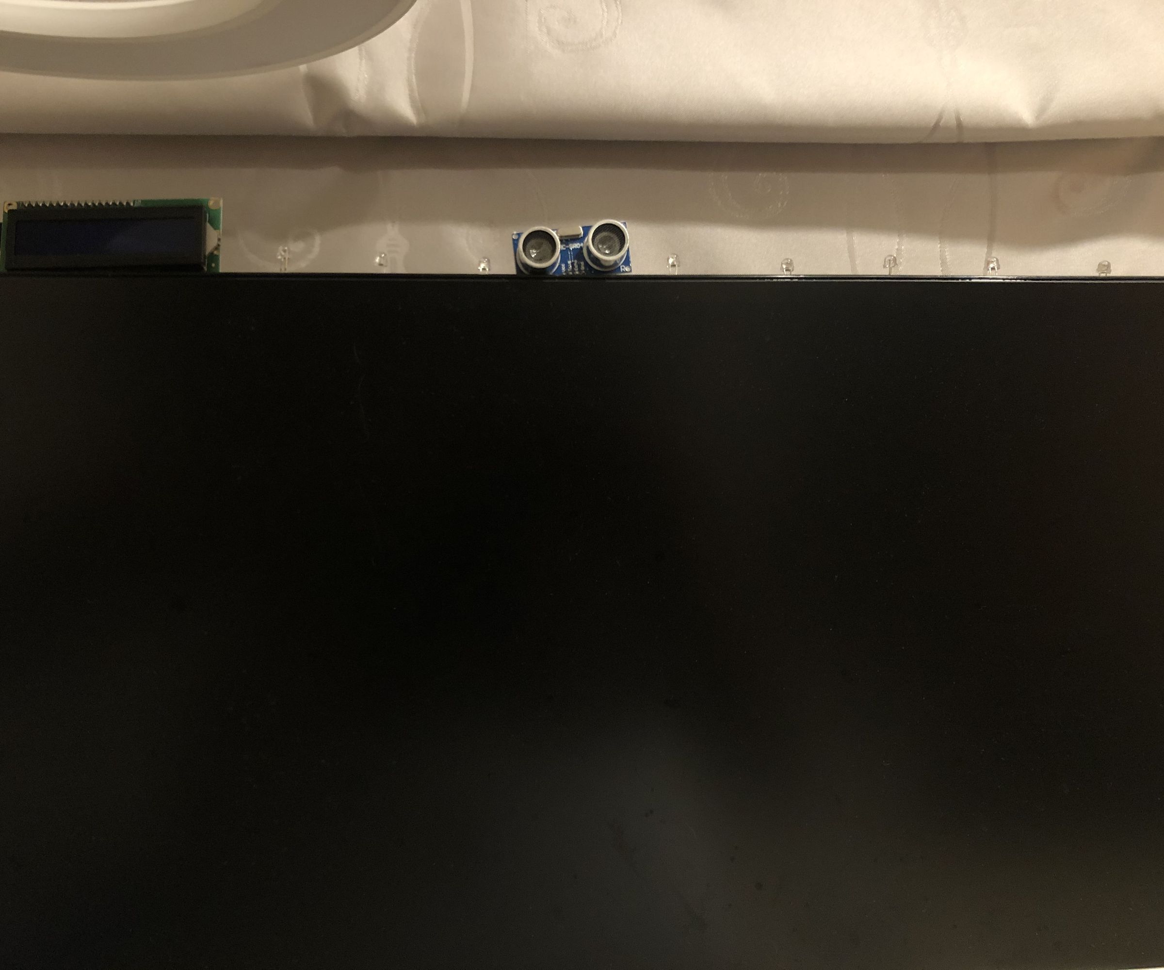 Ultrasonic Sensor Automatic LED Welcome Animation Lights and LCD Information Screen