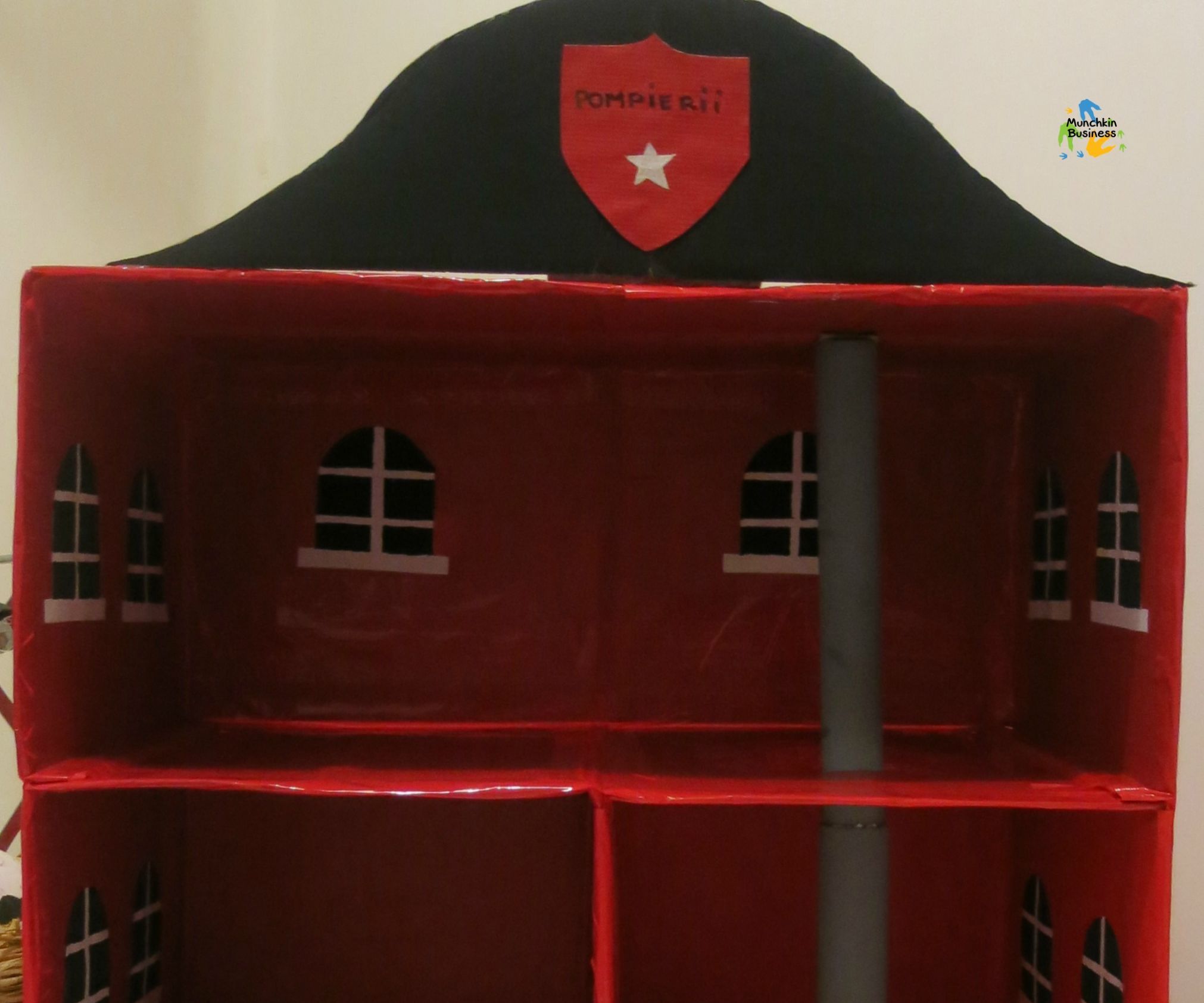 DIY Fire Station Toy From Recycled Boxes