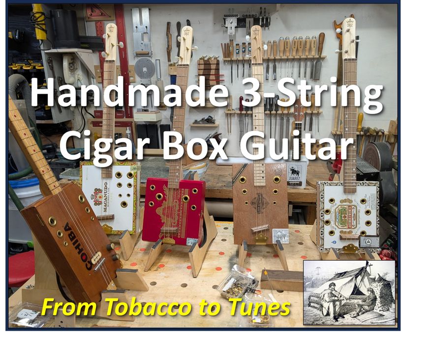 tobacco box guitar Resophonic Sunburst mounting hardware and knobs My First CBG : 13