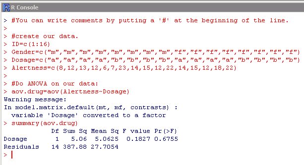 Running the ANOVA Test: