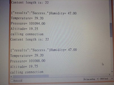 Outcome on Serial Monitor. and If Succeed, It Will Upload Those Data Displayed on the Monitor