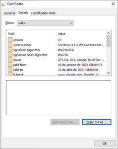 Select "Details" and "Copy to File..."