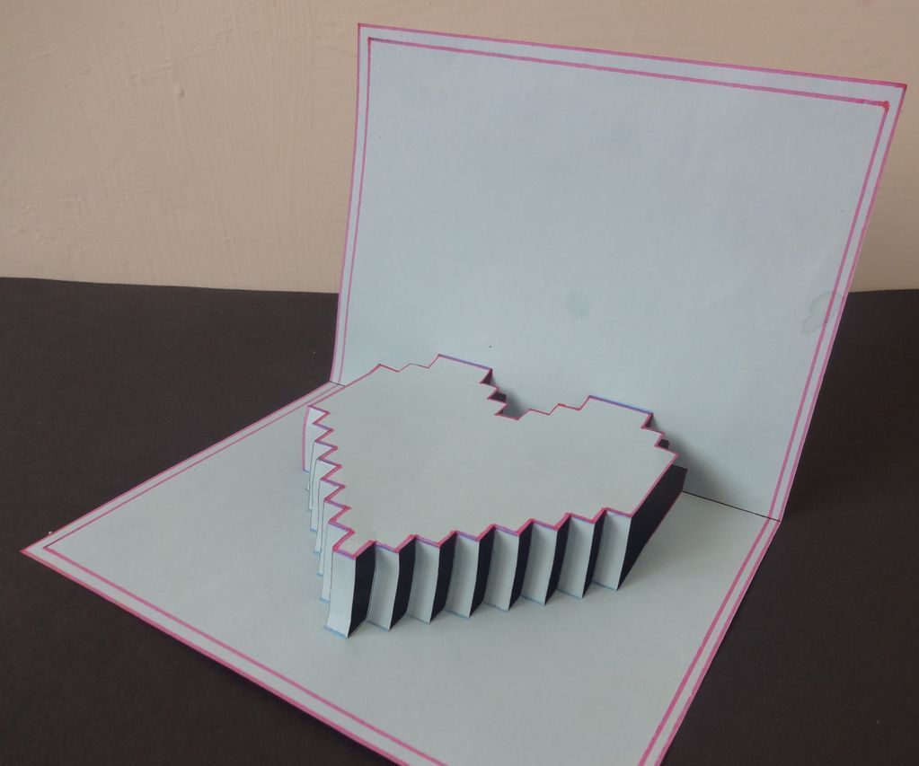 5-minute Pop Up Pixelelated Heart Card