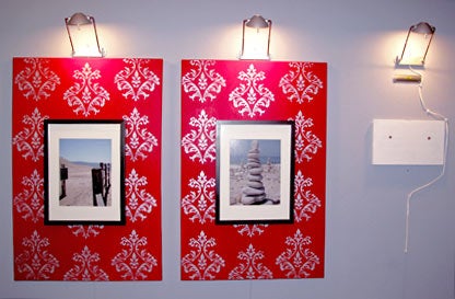 Insert Artwork or Picture Into the Picture Frame. Hang Picture Frame on Canvas by Interlocking Brackets of the Flush Mount on the Back of the Frame and Wood/canvas