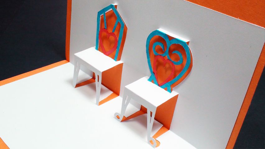 How to Make a Pop Up Chairs Card for Your Valentine Kirigami 3D Greetings!